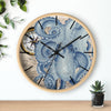 Octopus Compass Vintage Map Nautical Blue Watercolor Art Wall Clock Wooden / Black 10 Home Decor