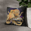 Octopus Cosmic Galaxy Planets Art Spun Polyester Square Pillow Case 14 × Home Decor