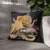 Octopus Cosmic Galaxy Planets Art Spun Polyester Square Pillow Case 16 × Home Decor