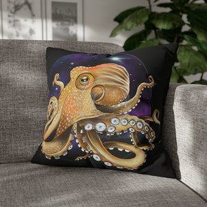 Octopus Cosmic Galaxy Planets Art Spun Polyester Square Pillow Case 20 × Home Decor