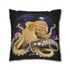 Octopus Cosmic Galaxy Planets Art Spun Polyester Square Pillow Case Home Decor