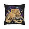 Octopus Cosmic Galaxy Planets Art Spun Polyester Square Pillow Case Home Decor