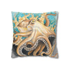 Octopus In Kelp Watercolor Art Spun Polyester Square Pillow Case 16 × Home Decor