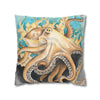 Octopus In Kelp Watercolor Art Spun Polyester Square Pillow Case 18 × Home Decor