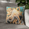 Octopus In Kelp Watercolor Art Spun Polyester Square Pillow Case Home Decor