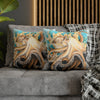 Octopus In Kelp Watercolor Art Spun Polyester Square Pillow Case Home Decor