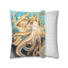 Octopus In Kelp Watercolor Art Spun Polyester Square Pillow Case Home Decor