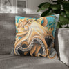 Octopus In Kelp Watercolor Art Spun Polyester Square Pillow Case Home Decor