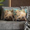 Octopus In Kelp Watercolor Art Spun Polyester Square Pillow Case Home Decor