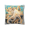 Octopus In Kelp Watercolor Art Spun Polyester Square Pillow Case Home Decor
