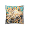 Octopus In Kelp Watercolor Art Spun Polyester Square Pillow Case Home Decor