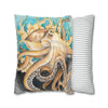 Octopus In Kelp Watercolor Art Spun Polyester Square Pillow Case Home Decor