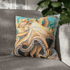 Octopus In Kelp Watercolor Art Spun Polyester Square Pillow Case Home Decor