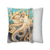 Octopus In Kelp Watercolor Art Spun Polyester Square Pillow Case Home Decor