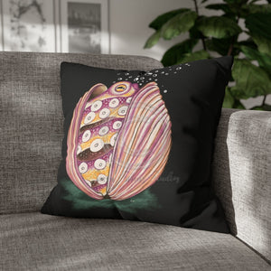 Octopus In The Shell Art Black Spun Polyester Square Pillow Case 20 × Home Decor