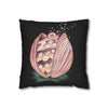 Octopus In The Shell Art Black Spun Polyester Square Pillow Case Home Decor