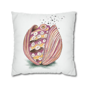 Octopus In The Shell Art White Spun Polyester Square Pillow Case 20 × Home Decor
