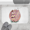 Octopus In The Shell Bubbles On White Art Bath Mat Home Decor