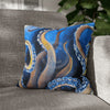 Octopus Kraken Blue Watercolor Art Spun Polyester Square Pillow Case 16 × Home Decor
