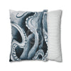 Octopus Kraken Blue Watercolor Art Spun Polyester Square Pillow Case Home Decor