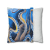 Octopus Kraken Blue Watercolor Art Spun Polyester Square Pillow Case Home Decor