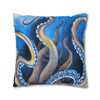 Octopus Kraken Blue Watercolor Art Spun Polyester Square Pillow Case Home Decor