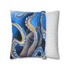 Octopus Kraken Blue Watercolor Art Spun Polyester Square Pillow Case Home Decor