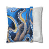 Octopus Kraken Blue Watercolor Art Spun Polyester Square Pillow Case Home Decor
