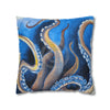 Octopus Kraken Blue Watercolor Art Spun Polyester Square Pillow Case Home Decor