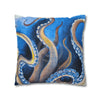 Octopus Kraken Blue Watercolor Art Spun Polyester Square Pillow Case Home Decor