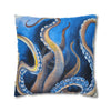 Octopus Kraken Blue Watercolor Art Spun Polyester Square Pillow Case Home Decor