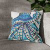 Octopus Kraken Blue White Ink Art Spun Polyester Square Pillow Case 14 × Home Decor