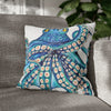 Octopus Kraken Blue White Ink Art Spun Polyester Square Pillow Case 18 × Home Decor