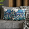 Octopus Kraken Blue White Ink Art Spun Polyester Square Pillow Case Home Decor