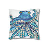 Octopus Kraken Blue White Ink Art Spun Polyester Square Pillow Case Home Decor