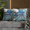 Octopus Kraken Blue White Ink Art Spun Polyester Square Pillow Case Home Decor