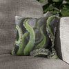 Octopus Kraken Green Art Spun Polyester Square Pillow Case 14 × Home Decor