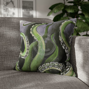 Octopus Kraken Green Art Spun Polyester Square Pillow Case 20 × Home Decor