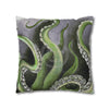 Octopus Kraken Green Art Spun Polyester Square Pillow Case Home Decor