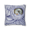 Octopus Kraken Purple Vintage Map Compass Watercolor Ink Art Spun Polyester Square Pillow Case Home