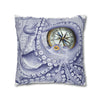 Octopus Kraken Purple Vintage Map Compass Watercolor Ink Art Spun Polyester Square Pillow Case Home