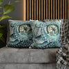 Octopus Kraken Teal Vintage Map Watercolor Ink Art Spun Polyester Square Pillow Case Home Decor