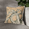 Octopus Kraken Tentacles Beige Map Ink Art Spun Polyester Square Pillow Case 14 × Home Decor