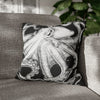 Octopus Kraken Tentacles Black White Ink Art Spun Polyester Square Pillow Case 18 × Home Decor