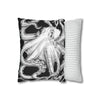 Octopus Kraken Tentacles Black White Ink Art Spun Polyester Square Pillow Case Home Decor