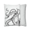 Octopus Kraken Tentacles Black White Ink Art Spun Polyester Square Pillow Case Home Decor