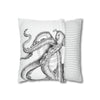 Octopus Kraken Tentacles Black White Ink Art Spun Polyester Square Pillow Case Home Decor