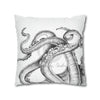 Octopus Kraken Tentacles Black White Ink Art Spun Polyester Square Pillow Case Home Decor