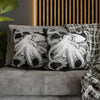 Octopus Kraken Tentacles Black White Ink Art Spun Polyester Square Pillow Case Home Decor