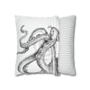 Octopus Kraken Tentacles Black White Ink Art Spun Polyester Square Pillow Case Home Decor